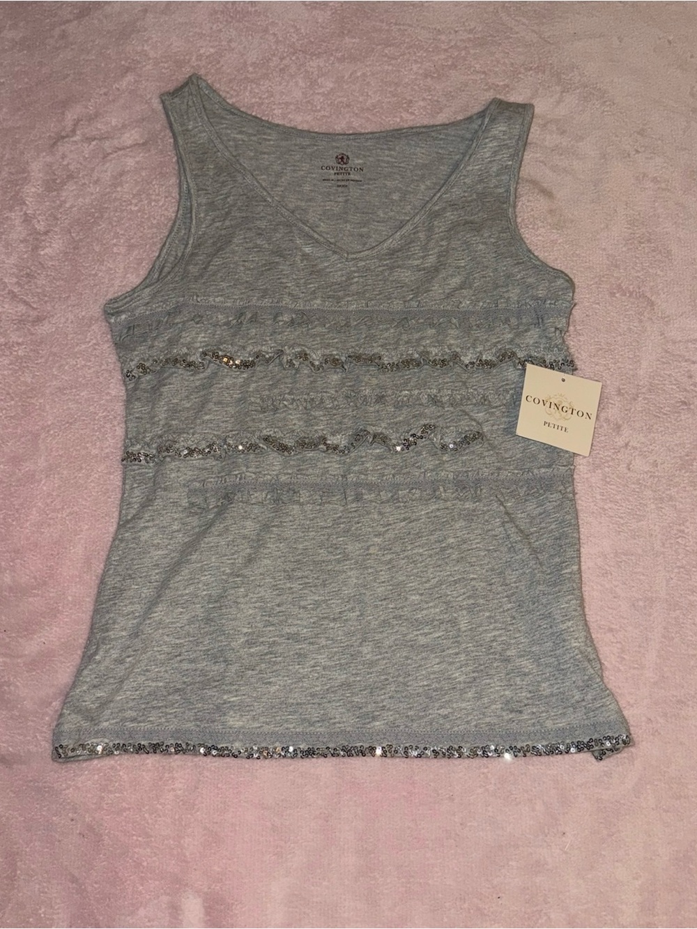 🩶✨Vintage Covington Petite Sequin Trim Tank Top✨🩶